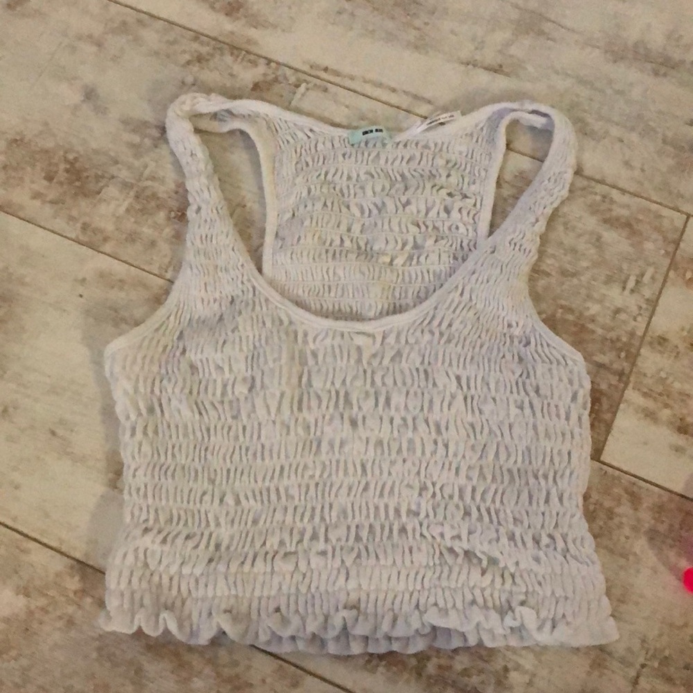 White Top(L) w/ Pink VS bathing suit (xs)